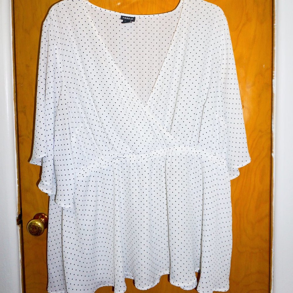 Torrid Black White Polka Dot Blouse